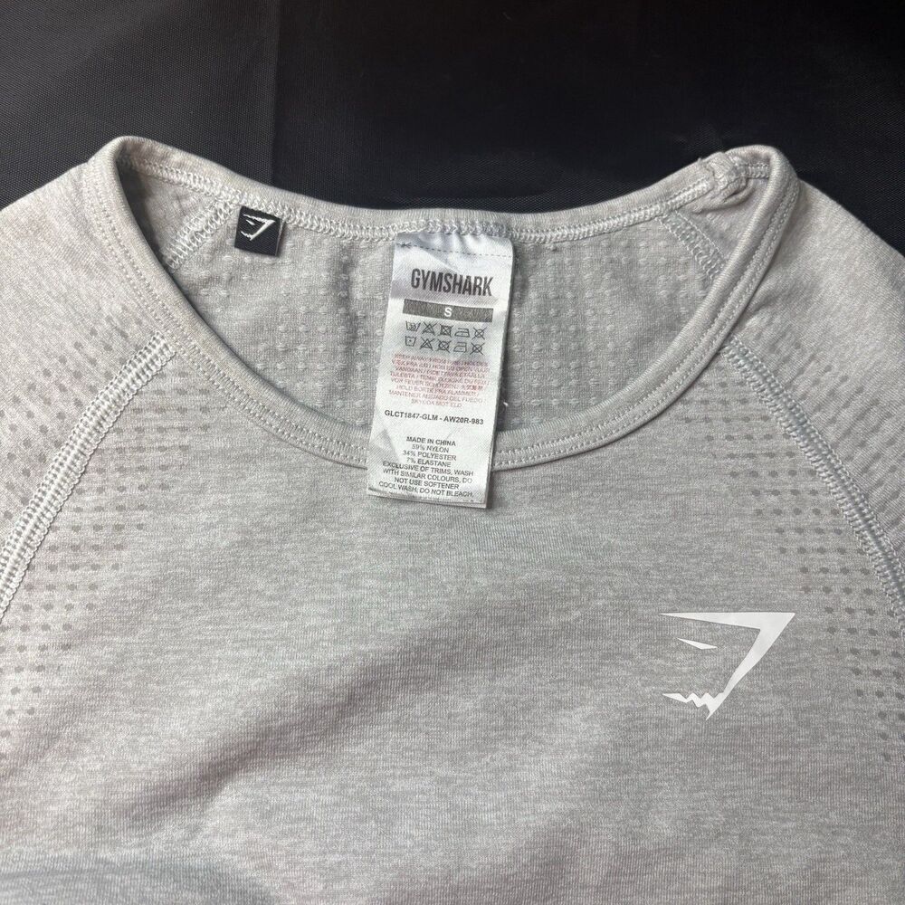 Gymshark Gray Seamless Long Sleeve Crop Athletic Top S - Picture 8 of 9